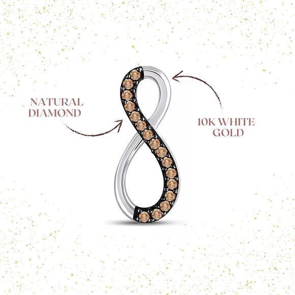 Chocolate Diamond Infinity Charm Pendant 10k White Gold - Picture 3 of 5